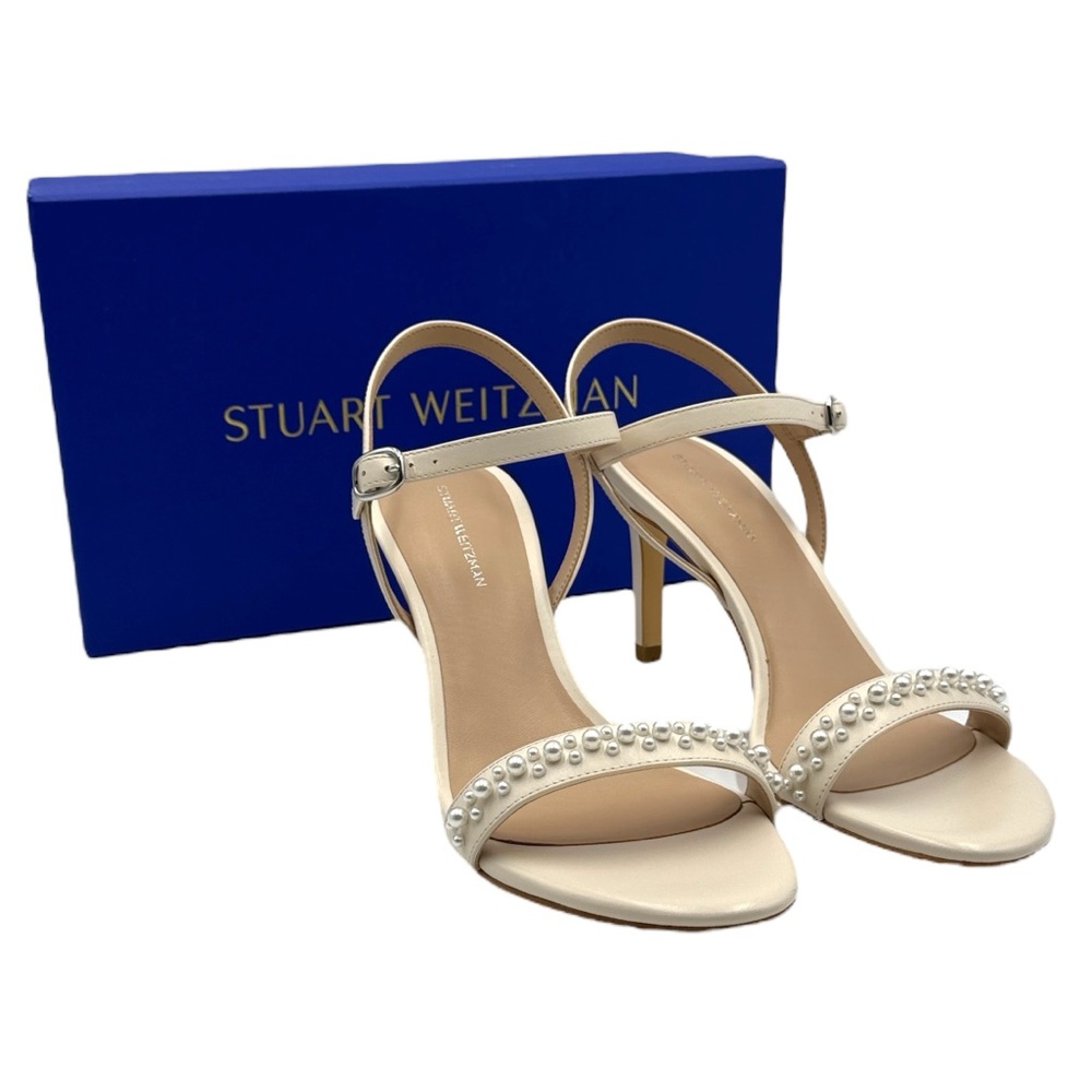 Stuart Weitzman Dancer Pearl Embellished Heel Sandals Size 9